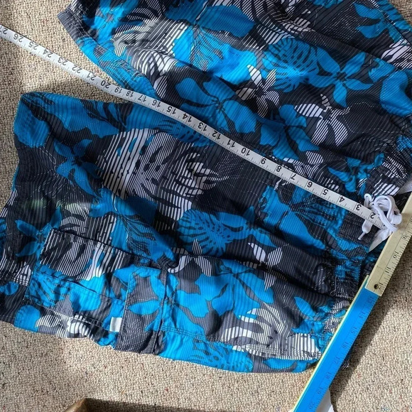 Kanu Surf Blue Floral Paradigm Draw String Swim Trunks Shorts Mens Plus Size 3X - Picture 2 of 4
